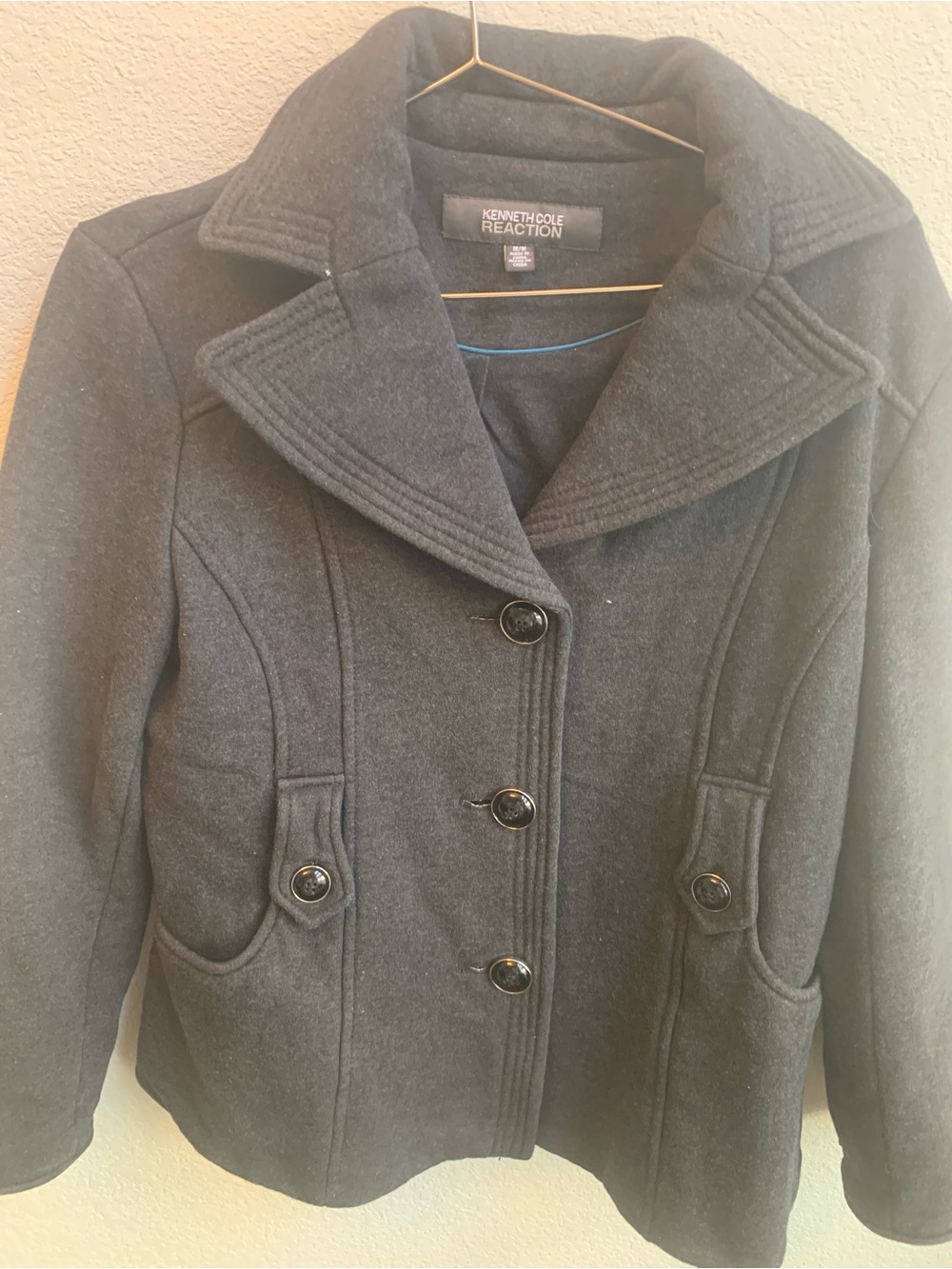 Kenneth Cole Reaction Women's Black Wool-Blend Bomber Peacoat